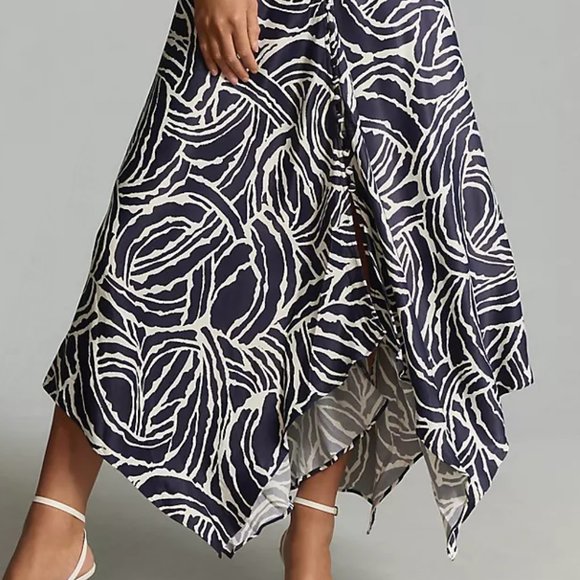 HTF By Anthropologie Short-Sleeve V-Neck Button-Front Midi Dress - Picture 5 of 9